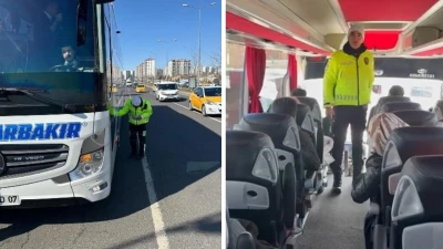 Diyarbakır’da trafik polislerinden sürücü ve yolculara uyarı