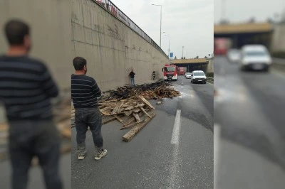 Seyir halindeki kamyonette yangın çıktı