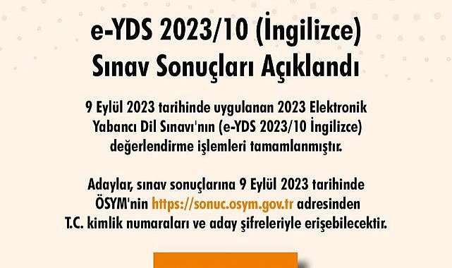 e-YDS 2023/10 sonuçları açıklandı   