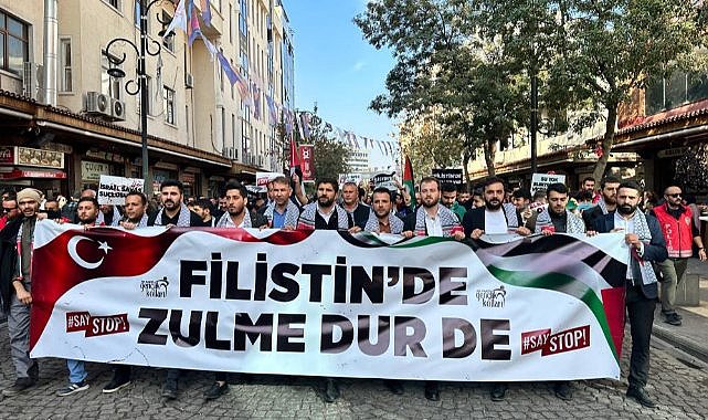 Diyarbakırlılar Filistin için 'SayStop' sloganıyla yürüdü