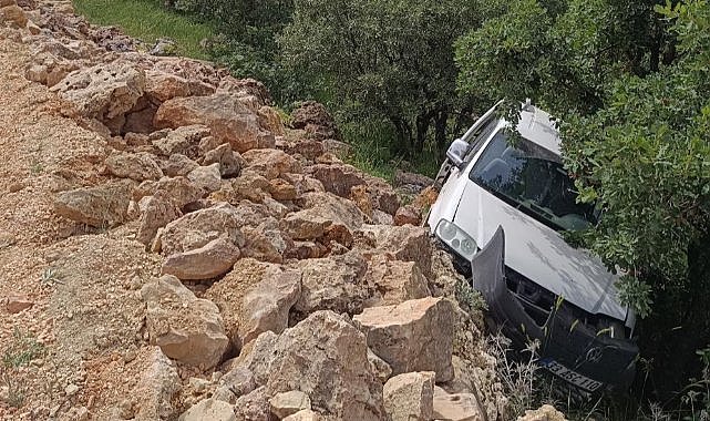 Hafif ticari araç şarampole devrildi