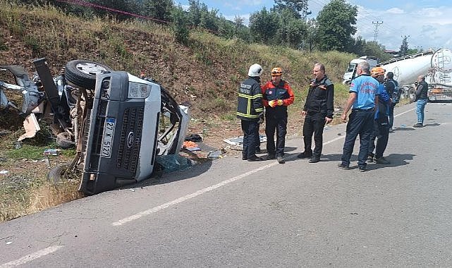 Kontrolden çıkan araç takla attı